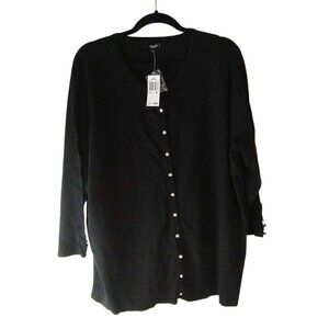 Premise Studio, Button Up Cardigan, Black With pearl Accent Buttons Size 3 XL